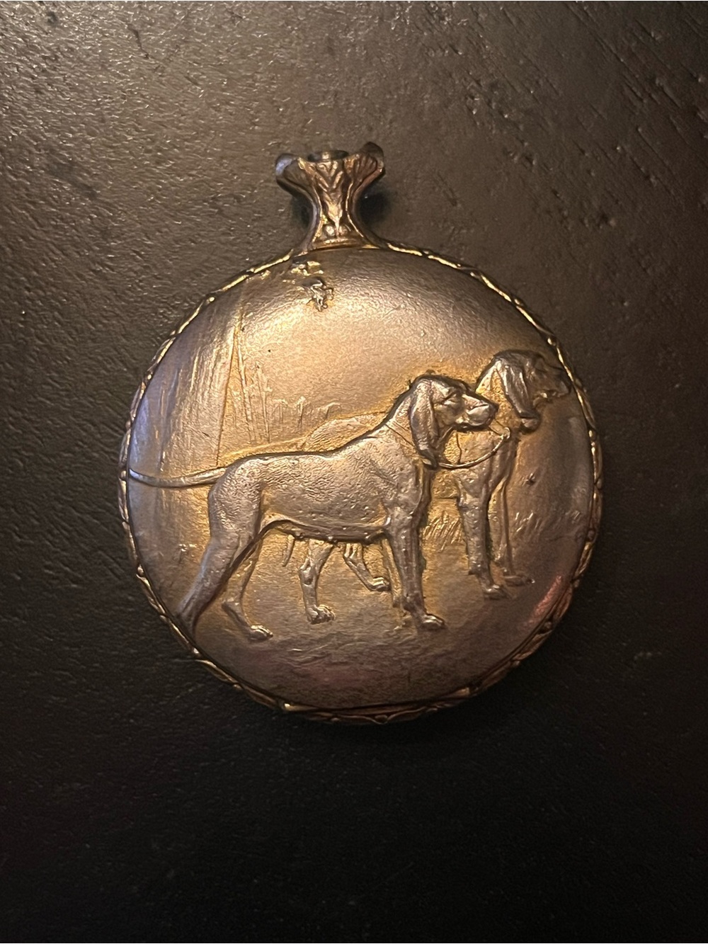 Vintage Majestime pocket watch for repair or reuse Hunting Dogs